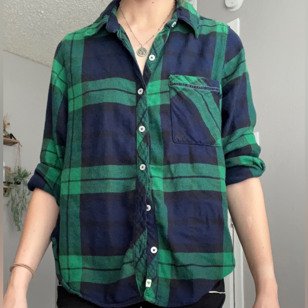 Aerie plaid flannel button up PJ shirt